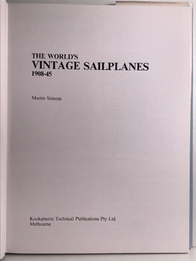 THE WORLD'S VINTAGE SAILPLANES 1908-45