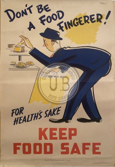 VINTAGE POSTER: New Zealand Department of Health / Keep Food Safety 1950s