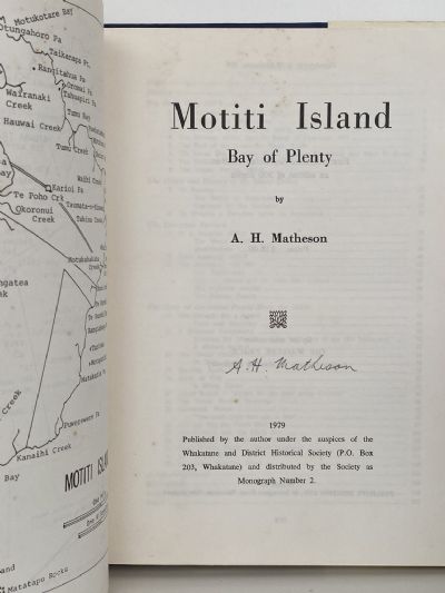 MOTITI ISLAND: Bay of Plenty - Monograph Number 2.