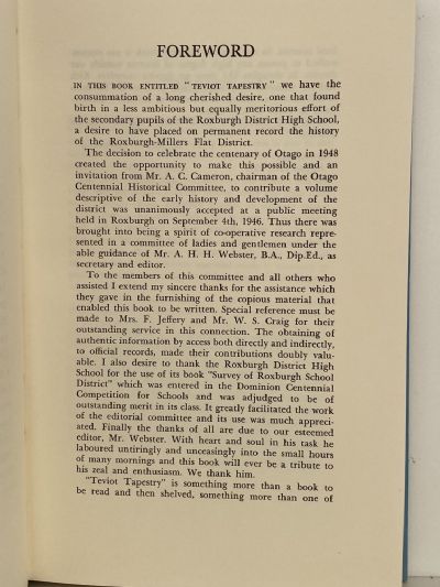 TEVIOT TAPESTRY: A History of the Roxburgh Millers Flat District