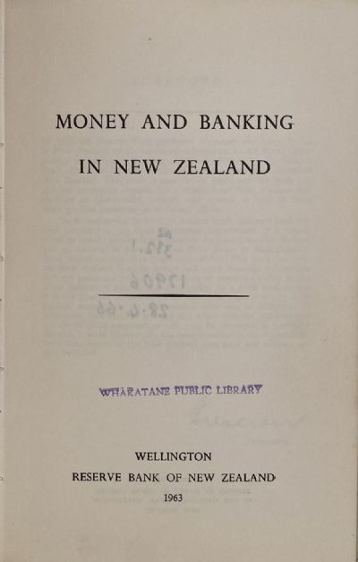 MONEY AND BANKING IN NEW ZEALAND