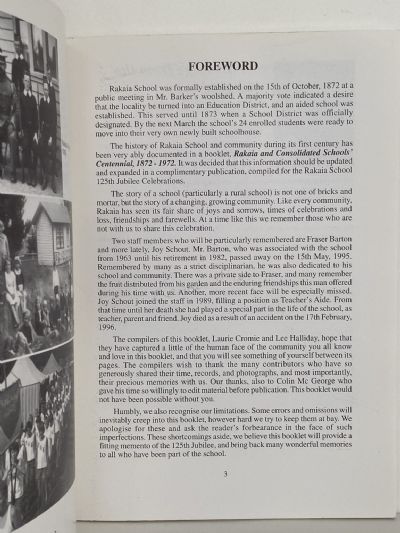 125th JUBILEE of the RAKAIA SCHOOL 1872-1997