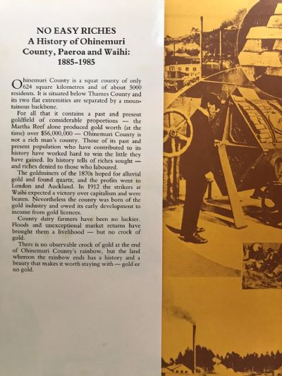 NO EASY RICHES: A History of Ohinemuri County, Paeroa and Waihi 1885-1985