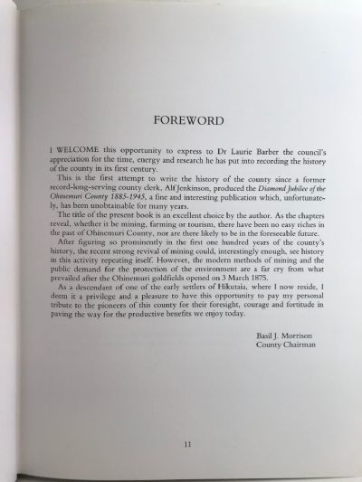 NO EASY RICHES: A History of Ohinemuri County, Paeroa and Waihi 1885-1985