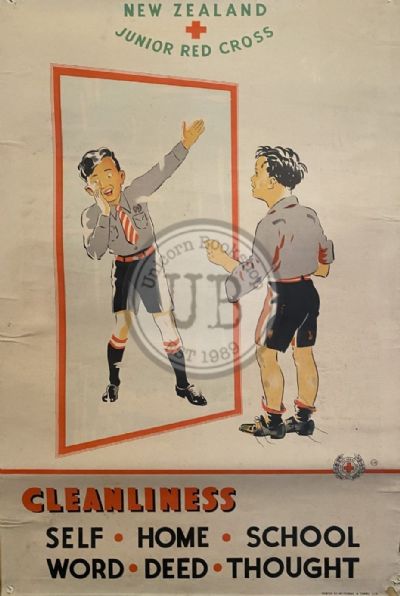 VINTAGE POSTER: New Zealand Junior Red Cross / Cleanliness for Children 1950s