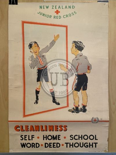 VINTAGE POSTER: New Zealand Junior Red Cross / Cleanliness for Children 1950s