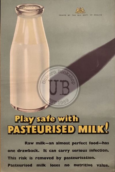 VINTAGE POSTER: New Zealand Department of Health / Pasteurised Milk