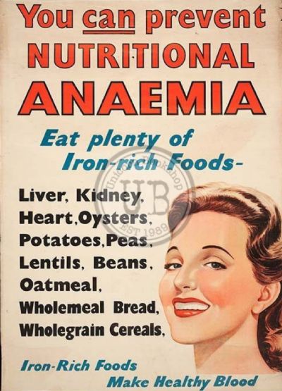 VINTAGE POSTER: New Zealand Department of Health / Prevent Anaemia
