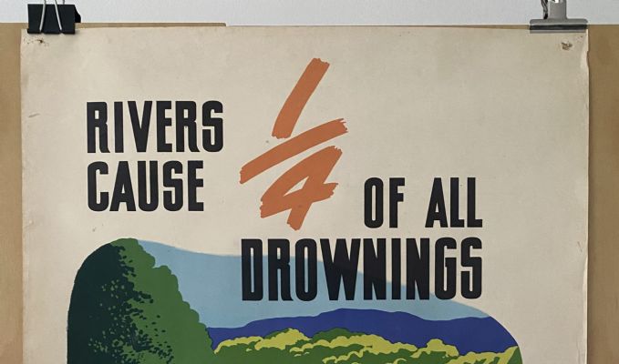 VINTAGE POSTER: Water Safety Around Rivers / Drowning Prevention 1950s