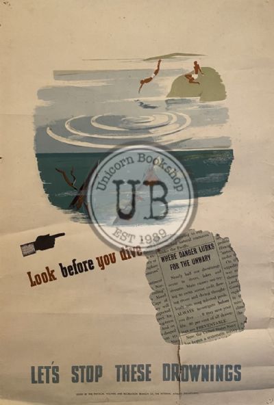 VINTAGE POSTER: Look before you dive - let's stop these drownings