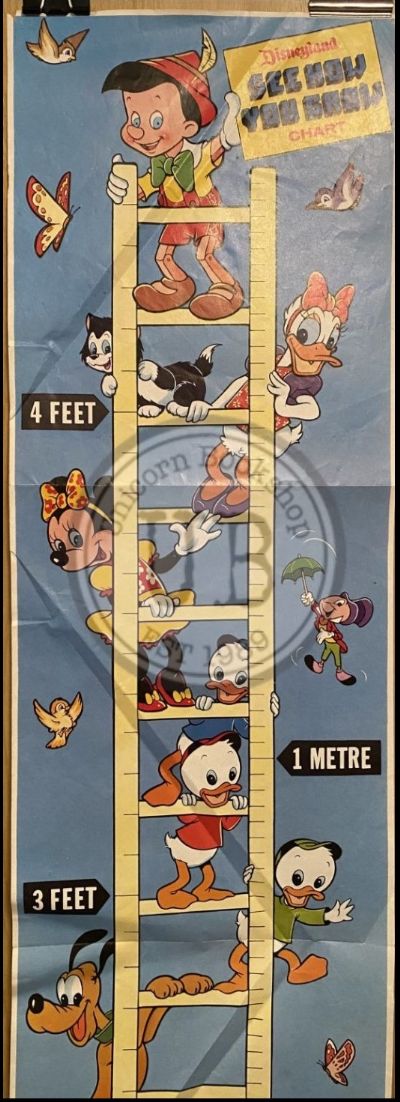 VINTAGE POSTER: Walt Disney - See how you grow height wall chart