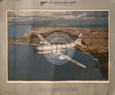 VINTAGE POSTER: Pan American World Airways - Boeing 377 Stratocruiser 1949