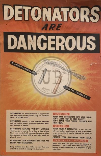 VINTAGE POSTER: Detonators are Dangerous 1940s