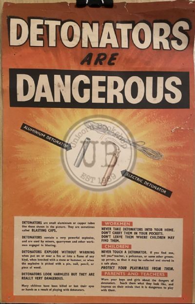 VINTAGE POSTER: Detonators are Dangerous 1940s