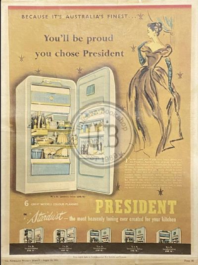 VINTAGE POSTER: President Fridges 1955