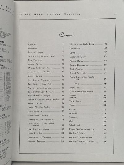 SACRED HEART COLLEGE Auckland - School Chronicle 1965