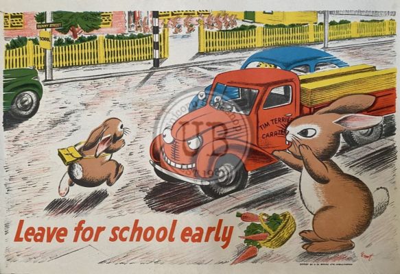 VINTAGE POSTER: New Zealand Education Department / Children's Road Safety