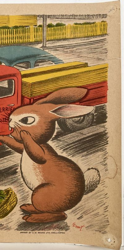 VINTAGE POSTER: New Zealand Education Department / Children's Road Safety