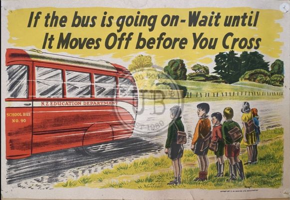 VINTAGE POSTER: New Zealand Education Department / Road Safety