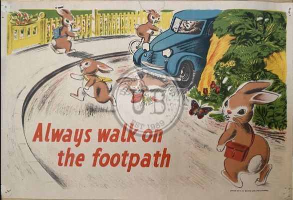 VINTAGE POSTER: New Zealand Education Department / Children's Road Safety