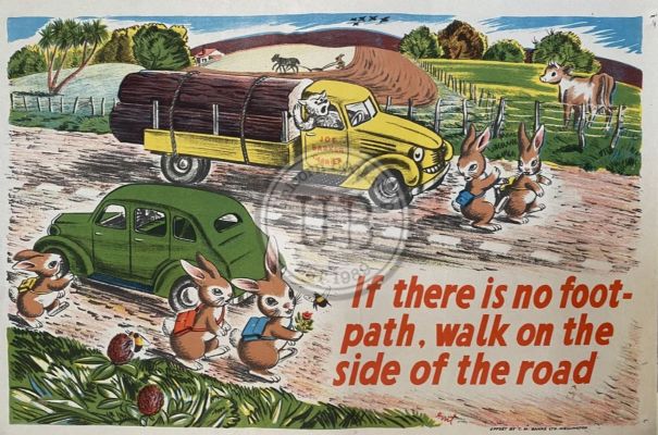 VINTAGE POSTER: New Zealand Education Department / Children's Road Safety