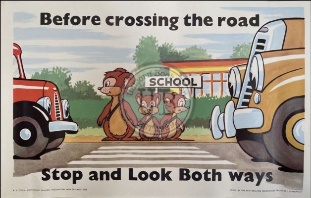 VINTAGE POSTER: New Zealand Transport Department / Children's Road Safety