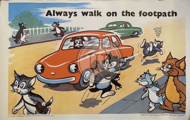 VINTAGE POSTER: New Zealand Transport Department / Children's Road Safety