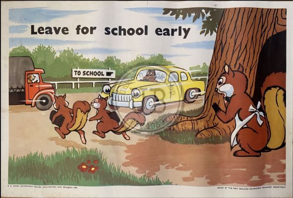 VINTAGE POSTER: New Zealand Transport Department / Children's Road Safety