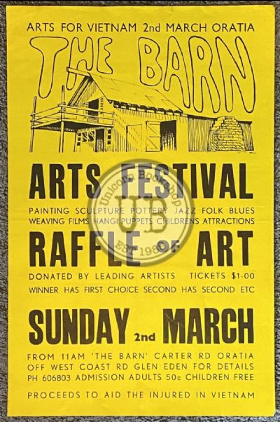 VINTAGE POSTERS: The Barn Arts Festival Raffle of Art - Vietnam War 1960s