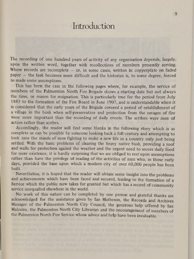 A CENTURY OF SERVICE: A History of the Palmerston North Fire Brigade 1883 - 1983