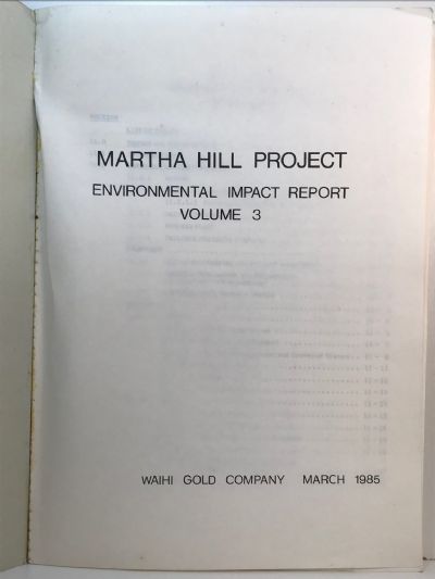 MARTHA HILL PROJECT: Environmental Impact Report Volume 1 and 3 1985