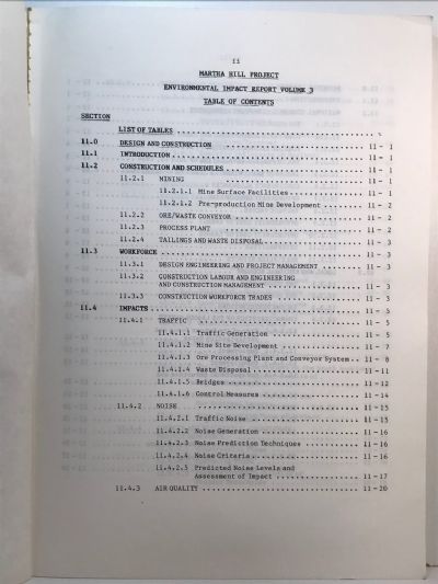 MARTHA HILL PROJECT: Environmental Impact Report Volume 1 and 3 1985