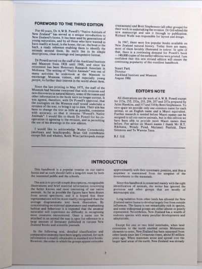NATIVE ANIMALS OF NEW ZEALAND: Handbook of Zoology