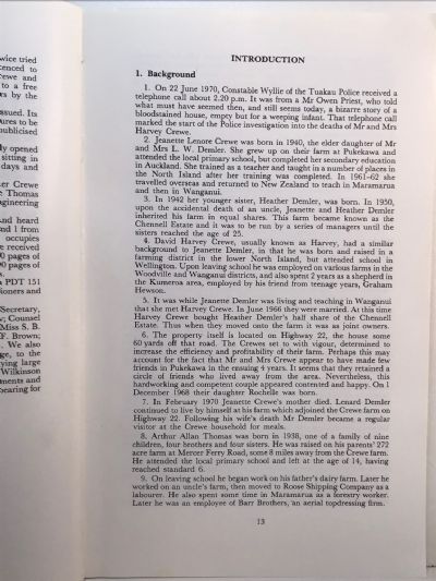 ROYAL COMMISSION OF INQUIRY: Arthur Allan Thomas and Crewe Murders