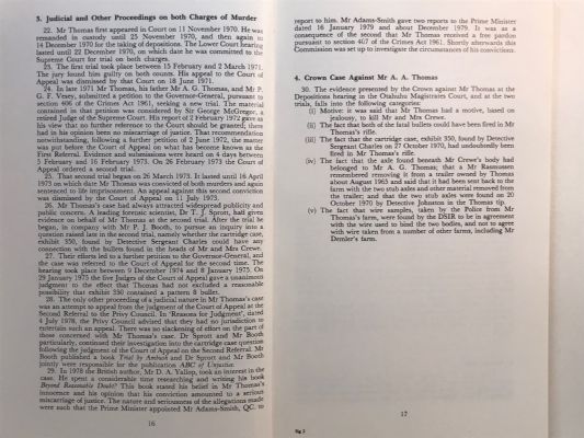 ROYAL COMMISSION OF INQUIRY: Arthur Allan Thomas and Crewe Murders