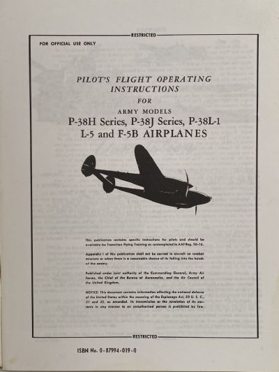 PILOTS MANUAL FOR LOCKHEED P-38 LIGHTNING