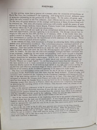 PILOTS MANUAL FOR LOCKHEED P-38 LIGHTNING