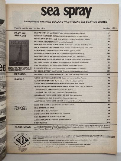 VINTAGE MAGAZINE: Sea Spray - October 1974 - Vol. 29, No. 9