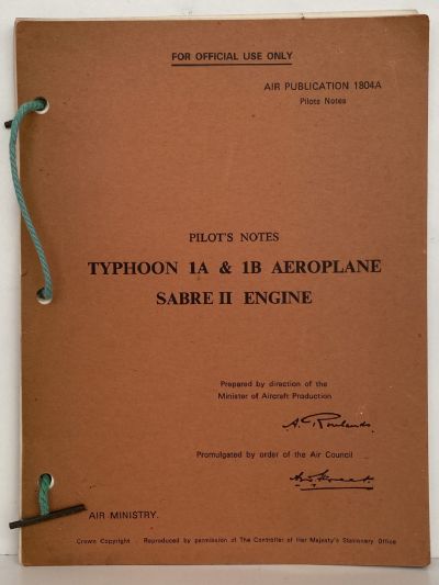 PILOT'S NOTES TYPHOON 1A & 1B AEROPLANE SABRE II ENGINE