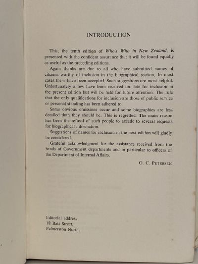 WHO'S WHO IN NEW ZEALAND: 10th edition 1971