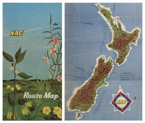 VINTAGE TRAVEL MAP: NAC Airways Route Map 1960s