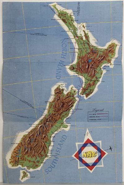VINTAGE TRAVEL MAP: NAC Airways Route Map 1960s