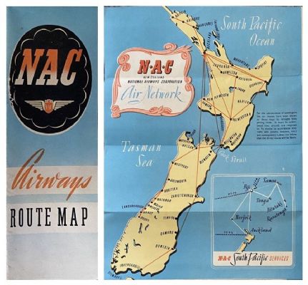 VINTAGE TRAVEL MAP: NAC Airways Route Map 1940s
