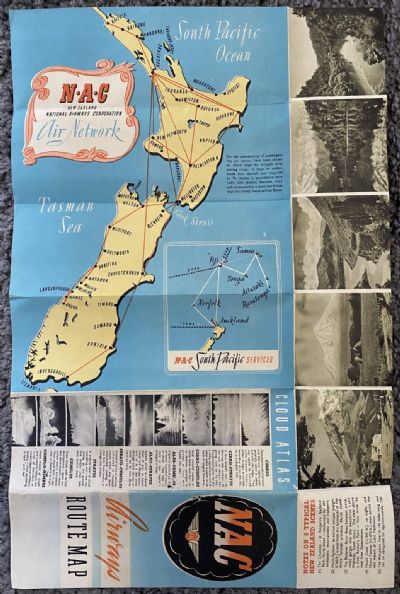 VINTAGE TRAVEL MAP: NAC Airways Route Map 1940s