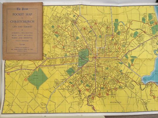 POCKET MAP OF CHRISTCHURCH: City and Suburbs