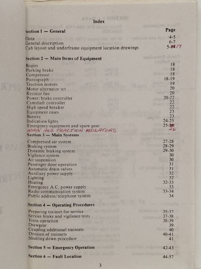 OPERATORS MANUAL: For Class EM/ET 1500 Volt DC Electric Multiple Trainsets