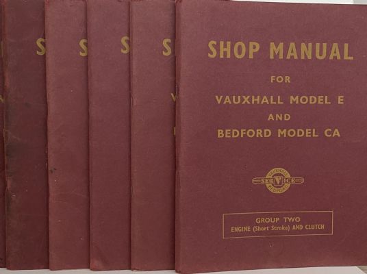 VAUXHALL SHOP MANUAL: Models E and Bedford CA 1952 (6 book set)