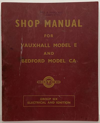 VAUXHALL SHOP MANUAL: Models E and Bedford CA 1952 (6 book set)