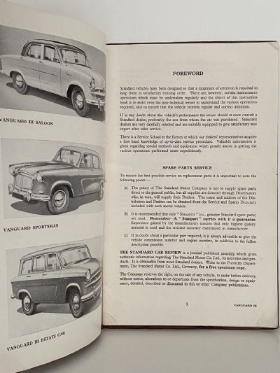 STANDARD VANGUARD III SALOON: Instruction Book, Second Edition