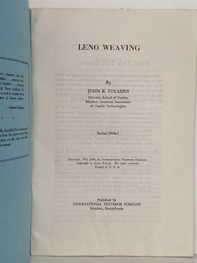 LENO WEAVING: Prepared Especially for Home Learning
